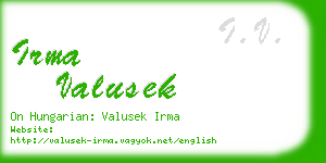 irma valusek business card